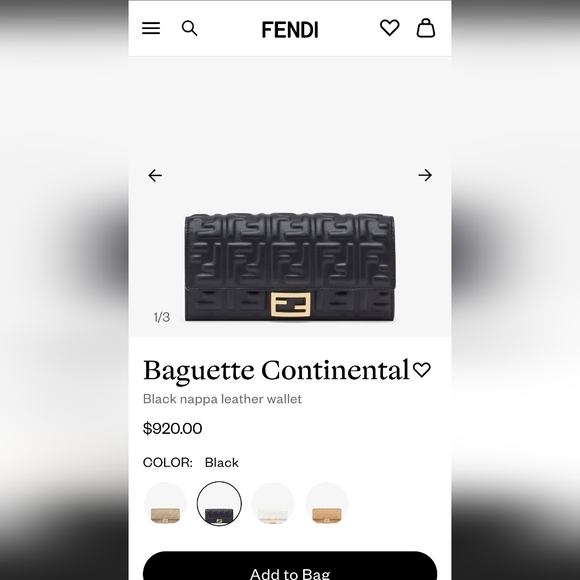 Authentic Pre-owned Fendi Baguette Continental Nappa Flap Wallet - Picture 13 of 14